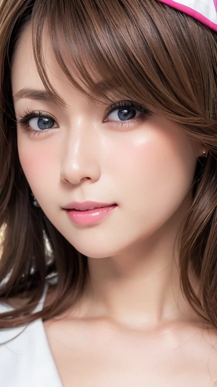 (Photorealistic:1.4, 8k), Please redeem, masterpiece, Ultra-high resolution, Perfect dynamic composition, Big Face、Round face、((Light brown hair:1.4、Half Up:1.4))、Highly detailed skin and face textures:1.3, Limb details, 1 girl, Cute and sexy 30 year old Japanese woman, (Sunburned skin:1.2), ((It will totally charm you:0.9)), ((Nurse costume, Nurse cap)),Medium Chest, (Look away、Beautiful Eyes, Black Eyes, Beautiful erotic eyes:0.85), Sexy Face:0.4, (Mouth closed、Small Mouth、Thick lips、A taste of beautiful eroticism:0.85), ((So cute beauty:0.9))、Natural Makeup、((Extreme close-up))