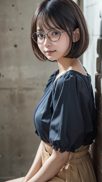 (Bob Cut Hair:1.2),(Wearing a torn white tank top:1.8),1 person,Japanese,21 years old,(Small breasts:1.3),(Highest quality,masterpiece:1.3,Ultra-high resolution,),(Very detailedな,Caustics),(Realistic:1.4,RAW shooting,)Ultra-Realistic Capture,Very detailed,High resolution 16K human skin closeup。 Natural skin texture、,pores、、It needs to be detailed enough to be easily identifiable。 Skin tone is even and healthy looking。 Use natural light and color, Happy expression, Looking into the camera, Perfect dynamic composition, Outdoor、Cleavage、sheer、Earrings、Leaning against the wall、Raise your hand、Armpits、freckles、(Round Glasses)、Twin tails、(erect nipples)