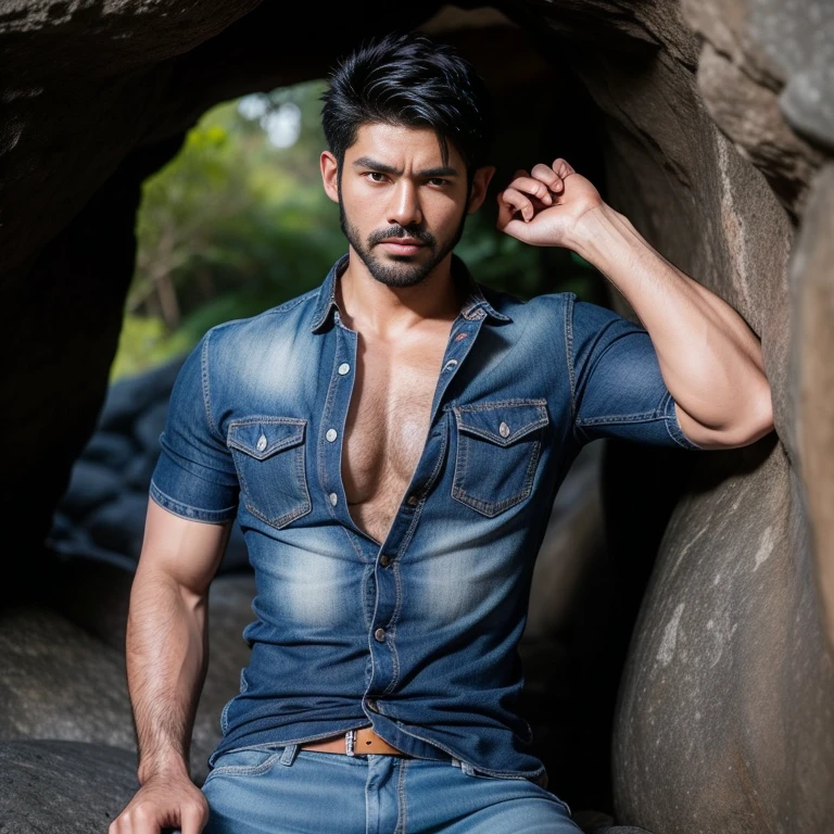 slim indian boy, indian pop idol, ((dirty boat)), ((top-quality, 8K, tmasterpiece: 1.3)), lock focus: 1.2, Handsome guy with perfect figure: 1.4, Detailed depiction of facial and skin textures, 詳細な目, skiny, Handsome face, Symmetrical face, whole-length, Thigh thick, Dirty and old clothes，Dirty riverside