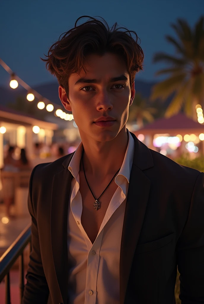 RAW photo, a portrait photo of 21 y.o man in casual clothes, night, city street, (high detailed skin:1.2), 8k uhd, dslr, soft lighting, high quality, film grain, Fujifilm XT3