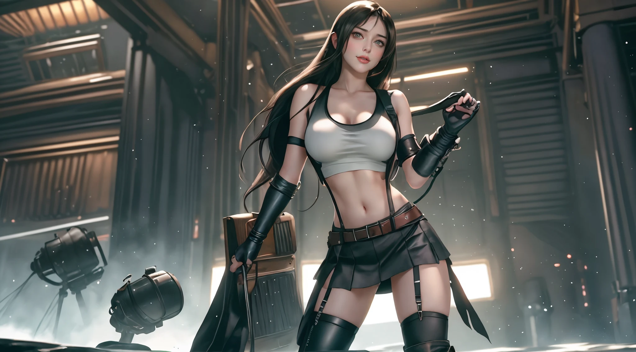 NSFW(thin-waist、well-shaped breasts、cleavage of the breast:1.4)(A dark-haired、pony tail hair:1.8) (Neon-trimmed cyberpunk high school uniforms、Slit Pleated Skirt、Torn clothing:1.4), (One hand and one leg are cyborgs、Have a sword weapon:1.4)、Science fiction, Cyberpunk city destroyed in the background, Gantz, In the Style of Cyberpunk 2077, hyper realistic photography, masutepiece, Best Quality, Wallpaper, nffsw, High quality, hight resolution, Extremely detailed, {beautifull detailed face}, {Beautiful detailed eyes}, (Detailed light){{intricate detailes}}, {hight resolution}, ((Detailed face)), Neon light, Chiaroscuro, key visual, intricate detailes, Highly detailed, Breathtaking, Vibrant, Cinematic