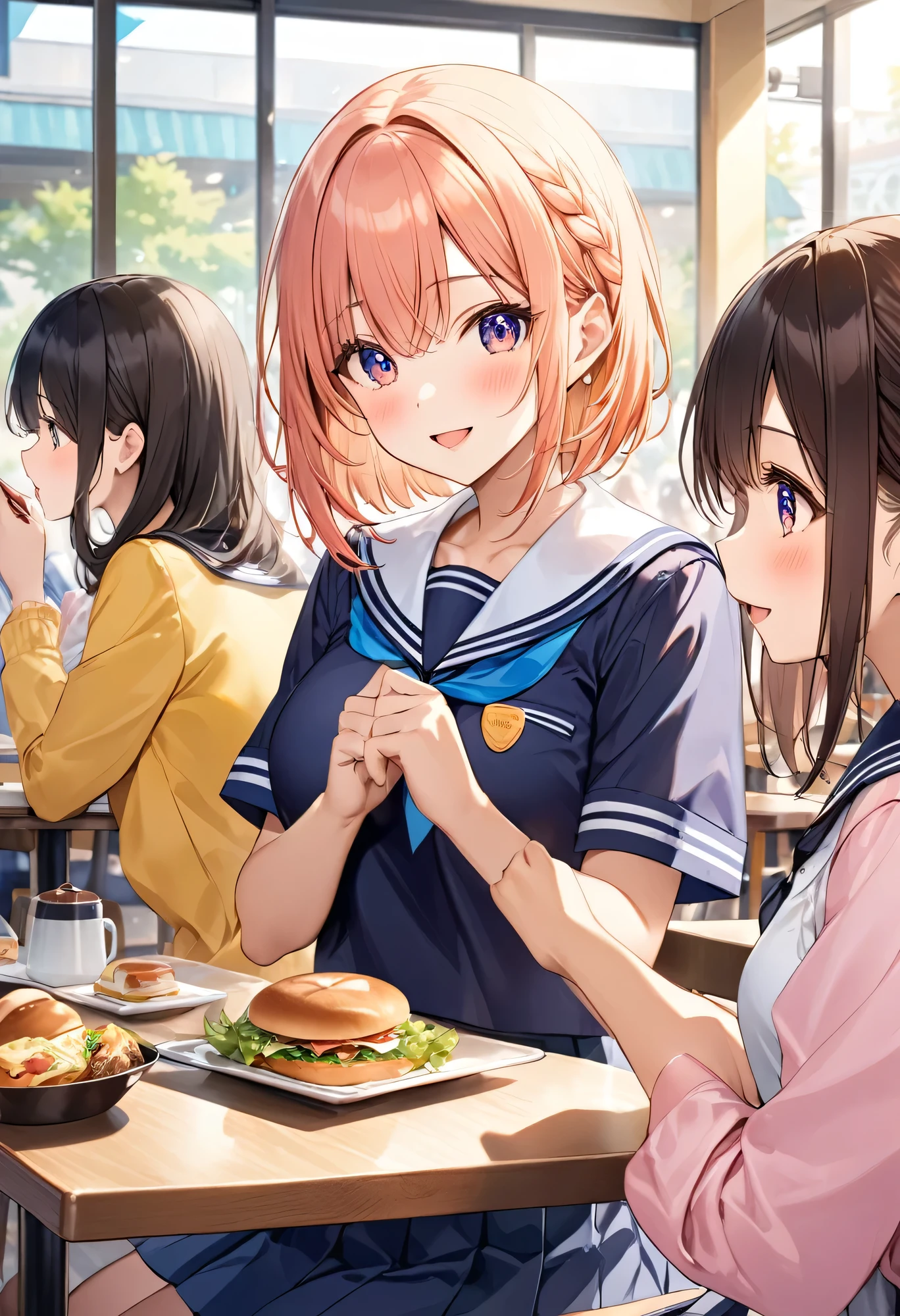School classroom、Ampang、ordinary bread、Curry bread、Melon bread、Crowded、butter、cheese、Light blue micro bikini big breasted sisters、barefoot