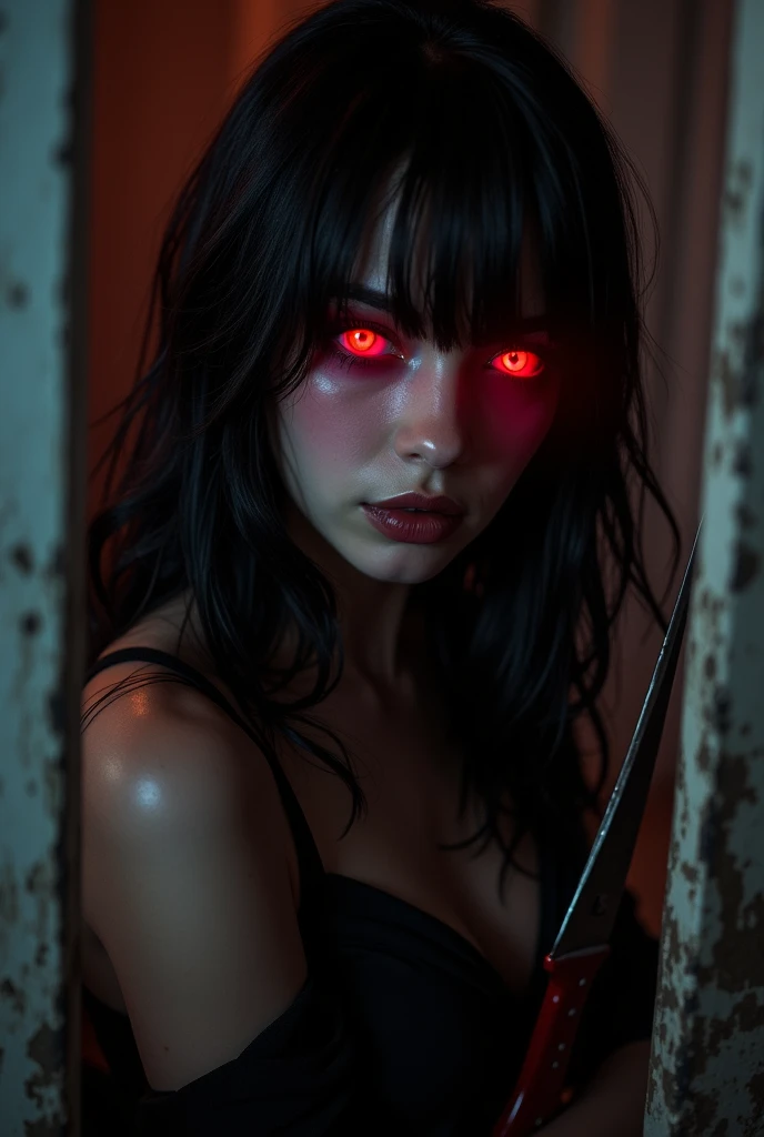 Vampire girl in latex leggings 