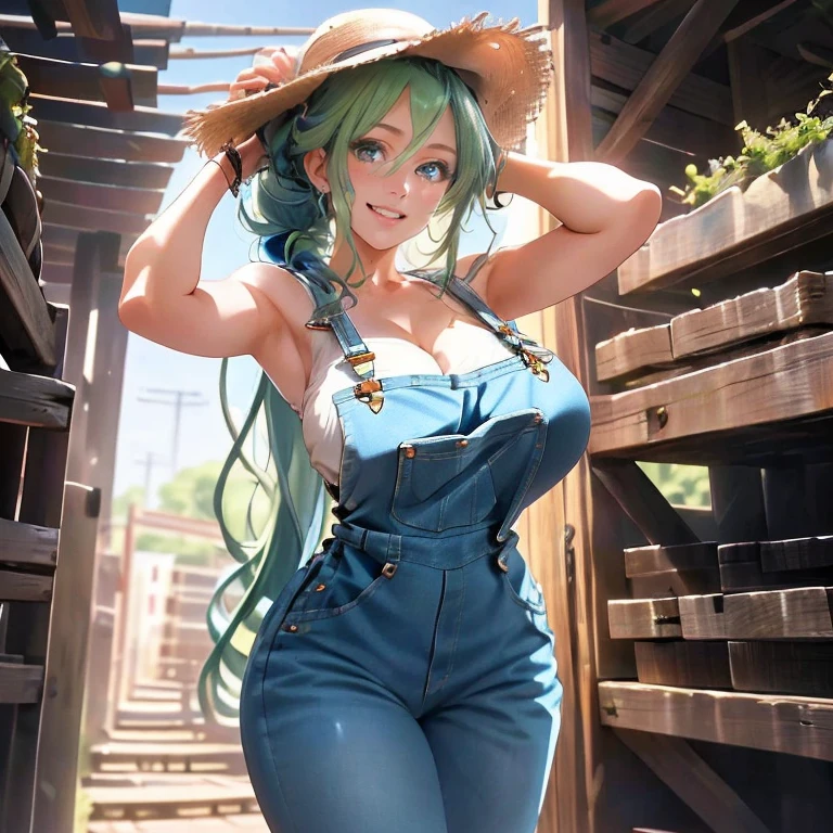 garota, 17 anos, ligh cabelo verde, corte de cabelo curto, Purple eyes, short jumpsuit, Tattoed arm,, seminua, roupas sexy, sensual, na floresta escura, segurando motosserra, Olhando para o Viewer, sinistro sensual sorrindo, no underwear , sangue no corpo