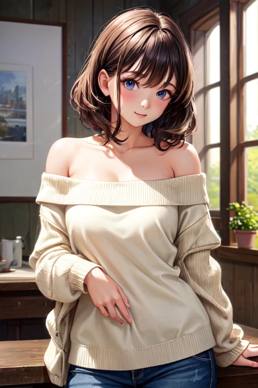(((Masterpiece))),(((Super Detail))),(((in 8K))),(((best composition))),(((Rim lighting,Fireglow effect,deep shadow))),solo,(Hatsune Miku:1.0),Beautiful fingers,Detailed finger features,(Detailed hair features:1.7),(Dynamic and sexy bending pose:1.3),detailed facial features,detailed clothes features, (perky chest:1.1), (pointed chest:1.3), delicate beautiful face, Bright blue eyes, cute eyes, sparkling eyes, Big eyes, beautiful detailed eyes,double bun with glittering hair ornament,(super detailed glossy skin:1.3),slender body,(small breasts:1.2), (perky chest:1.2),goddess smile,((with sparkling eyes and a contagious smile)),beautiful posture,have a cup of coffee,black hair, green eyes, dress, bare shoulders, jewelry, collarbone, sidelocks, hairband, earrings, indoors, off shoulder, sweater, arms behind back, plant, short hair with long locks, white hairband, off-shoulder dress, sweater dress, off-shoulder sweater, red sweater, big side hair, very long side hair,seductive cleavage:1.1,beautiful glossy legs,shiny red high heels,lifting dishes with cakesd,in a french restaurant,hustle and bustle,rising steam of a coffee,looking at viewer,
