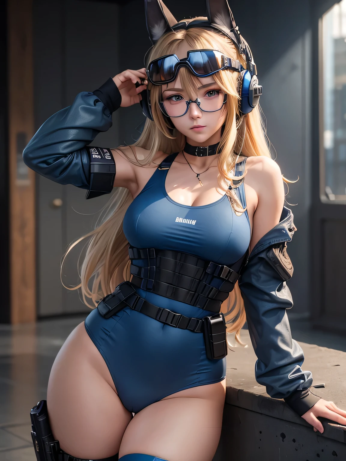 ((Best quality)), ((Masterpiece)), (Detailed: 1.4), (Absurd), War-ready female fighter pilot, Dark skin, flash dc comics, Lightning and lightning, muscular sculptural body defined, full bodyesbian, half-thick naked thighs, Closed mouth, muscular body covered in technological clothing, Neon Genesis Evangelion style, Cyberpunk, generous neckline, ((perfect medium breasts)), (Ultra-light blue eyes,No Pupil), ((totally red clothes white rays)), (((short blonde straight hair)))), long eyelashes and black heavy makeup, a garter belt, By Mucha, niji --V5, near the real, psychopath, Crazy face, Sexy pose, Red and white background, 2 piece clothing, Pastel, Centered, scale to fit the dimensions, hdr (HighDynamicRange),Ray tracing,NVIDIA RTX,Hyper-Resolution,Unreal 5,Subsurface dispersion, PBR Texture, Post-processing, Anisotropic filtering, Depth of field, Maximum clarity and sharpness, Many-Layer Textures, Albedo and specular maps, Surface Coloring, Accurate simulation of light-material interaction, Perfect proportions, rendering by octane, Two-tone lighting, Wide aperture, Low ISO, White balance, Rule of thirds, 8K raw data, crysisnanosuit,gigantic cleavage breasts,Colossal tits,The groove exposes the original skin