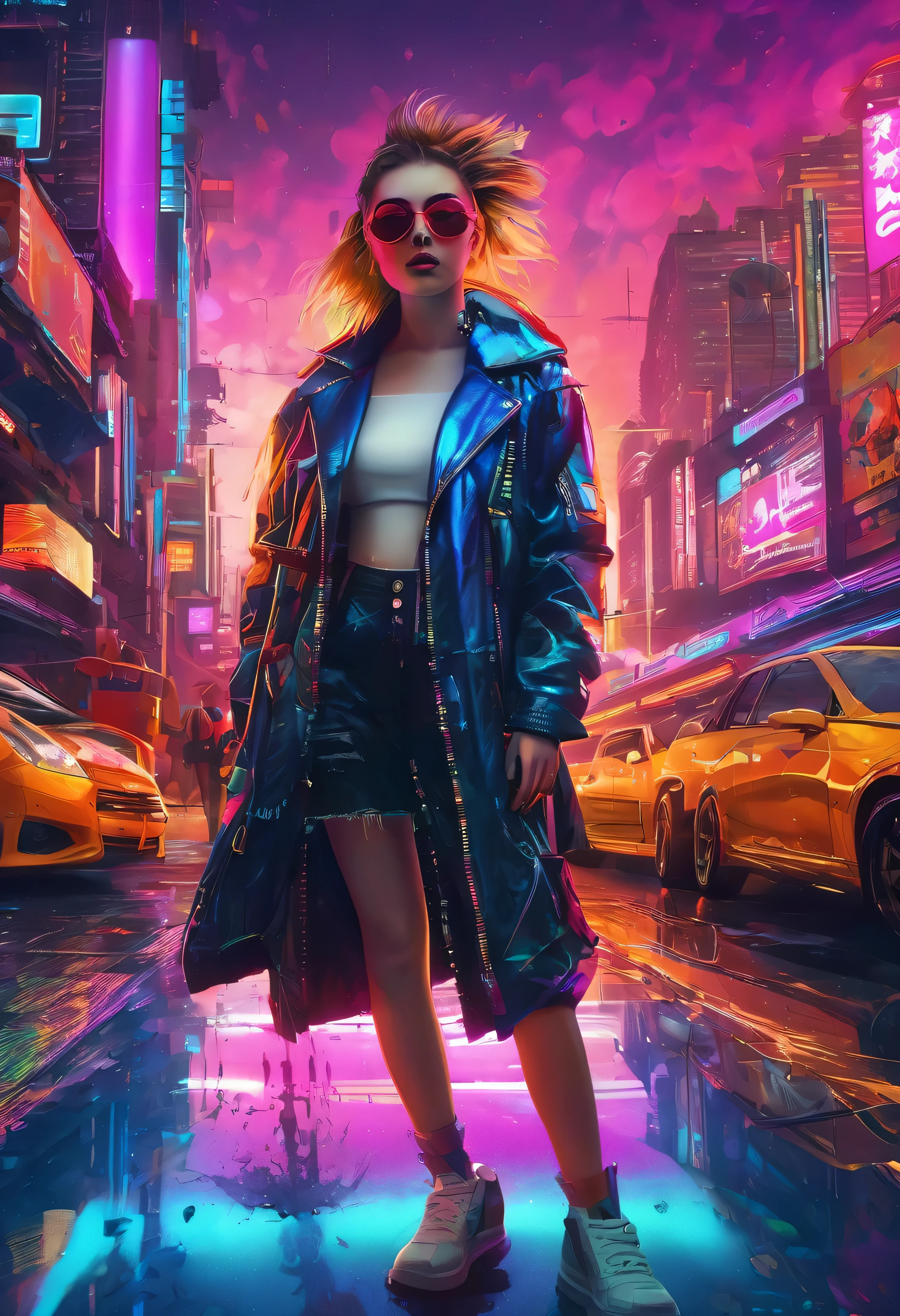 create an image demonstrating the style of ((Cyber Grunge)) style, hyper realism, 8k high definition, vibrant colors, sharp focus, insanely detailed