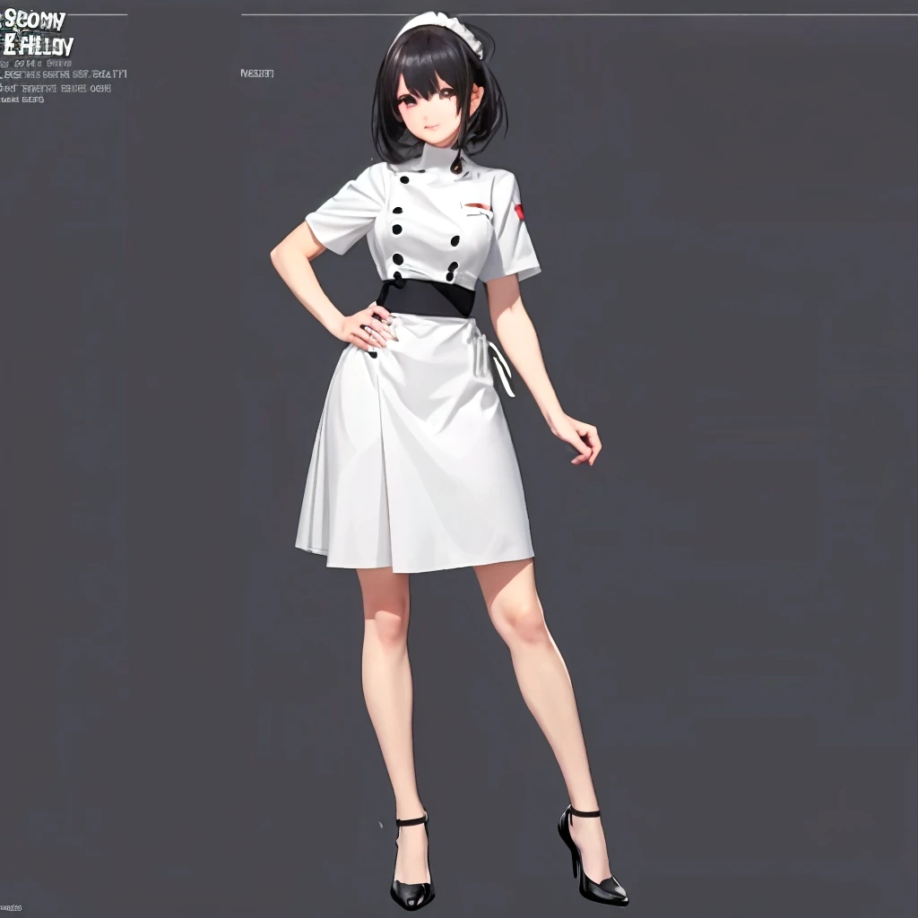Highest quality High resolution Simple White military uniform with a stand-up collar army officers military cap class seal Black boots white open coat Baggy Long bangs Adult female Casual expression cute Strong posture Dynamic Lighting ((head to waste))