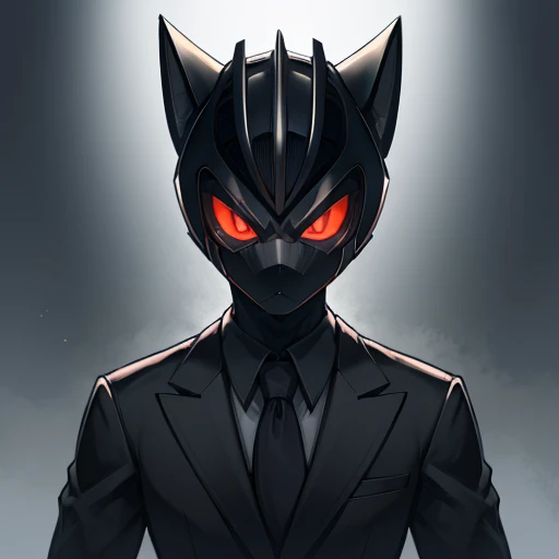 Creates an image of the subject, dressed in black, in a suit like Black Noir, just a little more greyish on the suit plates, and also the visors of his mask are red, Also попробуйте изменить маску, to make it look different, than Black Noir, Give him a cool and menacing look, but at the same time simple, Also, so that the drawing style would be in anime style with a modern design