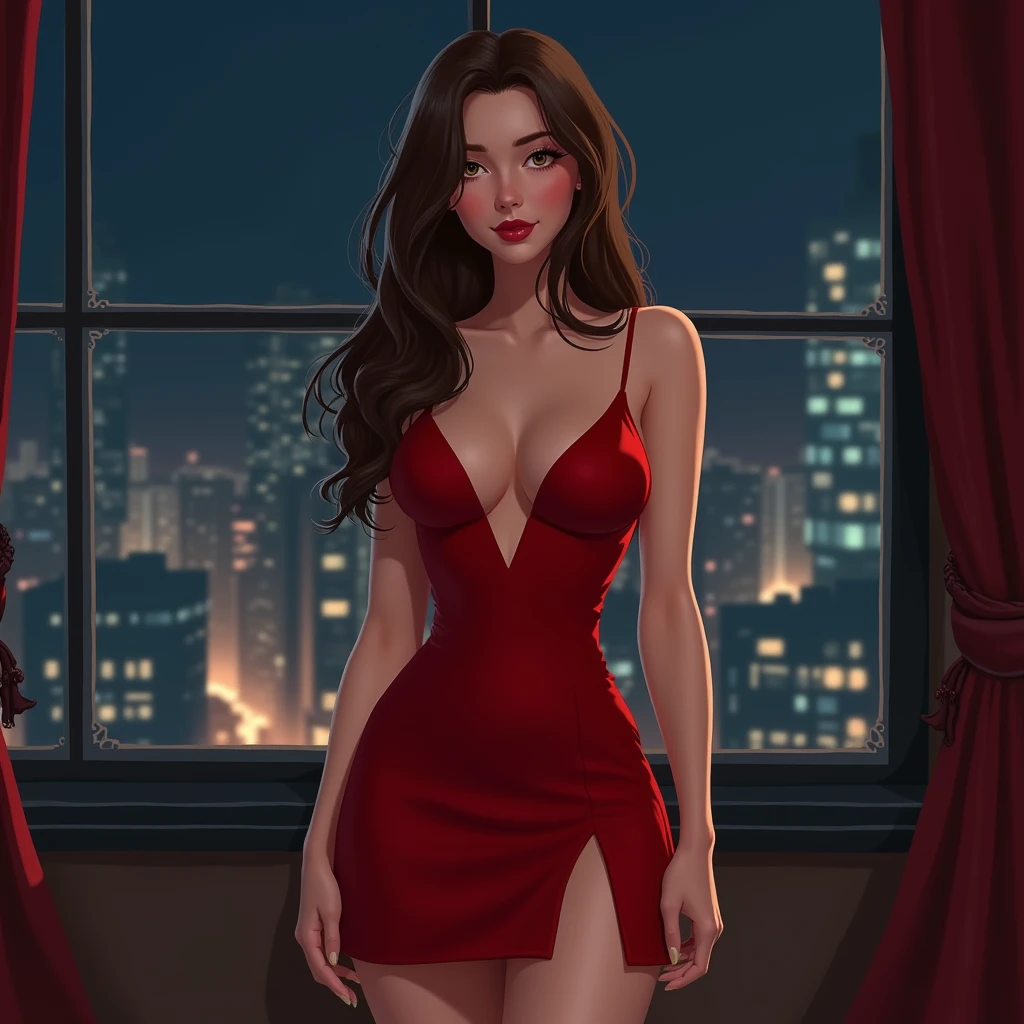 art by (DEN_MelkorMancin_Artsyle:0.95), 1girl, solo, long frilly low cut red dress, long brunette hair, cigarette, sultry, sexy, fishnet stockings, in a dark smoky bar, night time, ambient, ambience, sitting at a table, smoke,
cigarette in her hand,
seductive, passionate, atmosphere,
pencil line shading,
high detail, intricate, masterpiece, beautiful eyes, detailed eyes, comic, bokeh, 8k, highres,