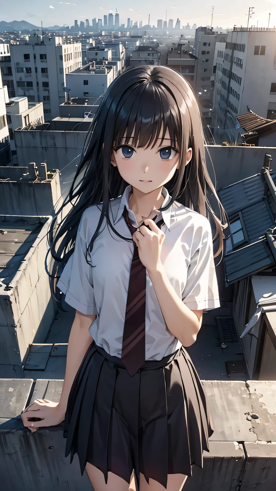 School rooftop evening One person null