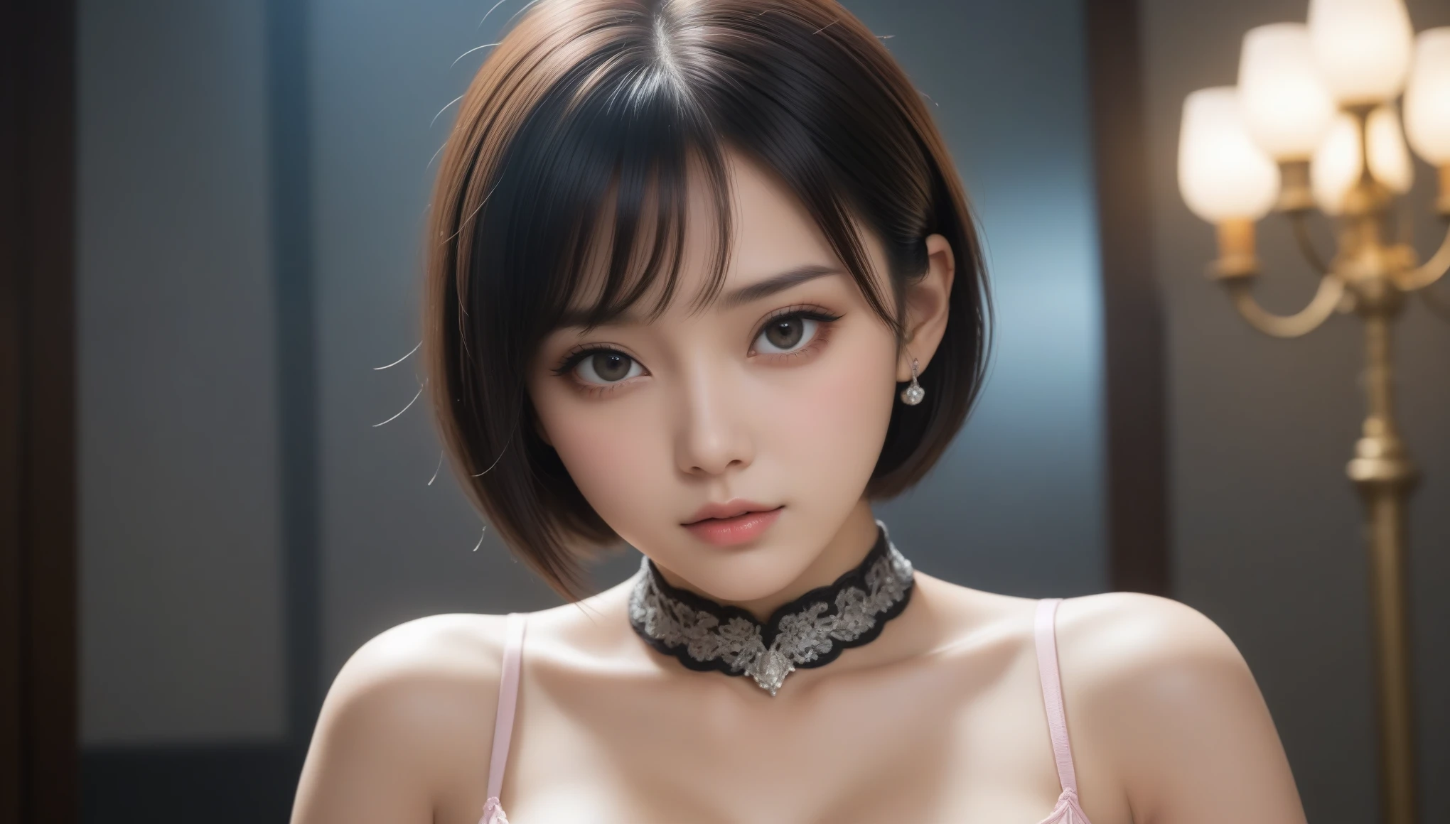 tmasterpiece, 1 beutiful girl, Detailed eyes, Swollen eyes, top Quority, 超A high resolution, (Realistis: 1.4), cinmatic lighting, jpn, a asian beauty, Korea, Tremendously beautiful, Beautiful skins, slim, body facing the front, (Ultra photo realsisim), (A high resolution), (8K), (The is very detailed), (Most Best Illustration), (eyes in beautiful detail), (ultra-detailliert), (the wallpaper), 详细的脸, Bright lighting, profesional lighting, looking at viewert, Staring straight ahead, The clothing is a stylish and stylish shirt,46 points tilted bangs,The background is a magazine cover,(The Chinese characters),short detailed hair,black color hair,Some of them are green,