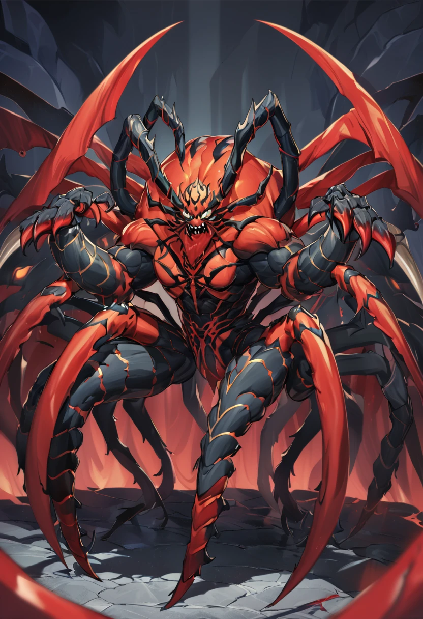 Red body,Blue hood,Slender and huge muscles,yukata,Ready your spear,bulging muscles,Huge erect penis,Gives off an evil aura,Clear liquid spurts out,Orgy
