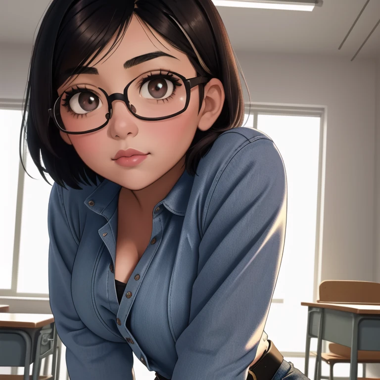 beautiful women,detailed faces,black hair,chubby,happy smile,wet,on sperm,tongue out,bukkake on face,cock swallow,wet look (best quality:1.2),extremely detailed,(photorealistic:1.37),chubby cheeks,vivid colors,studio lighting,sharp focus,glasses