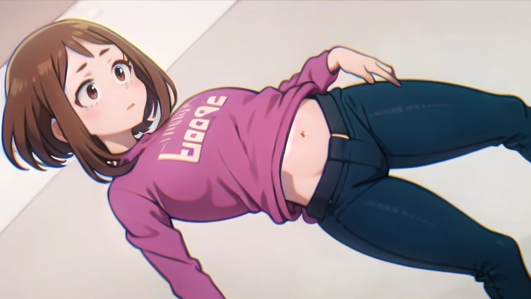 1girl,,(petite),my room,navel,sports bra,bike shorts,looking viewer,(smirk),thighhighs,shoes,