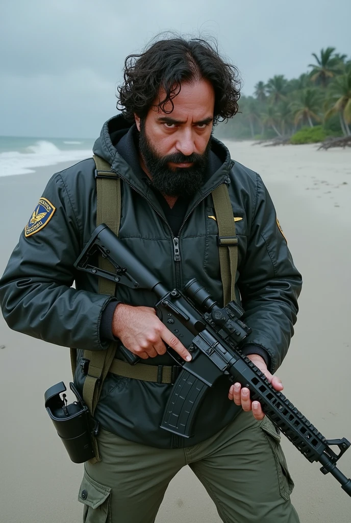 there are three armed  men, gangs, cartel  with guns standing next to each other and pointing their rifles to naked man, realistic image, 16k resolution