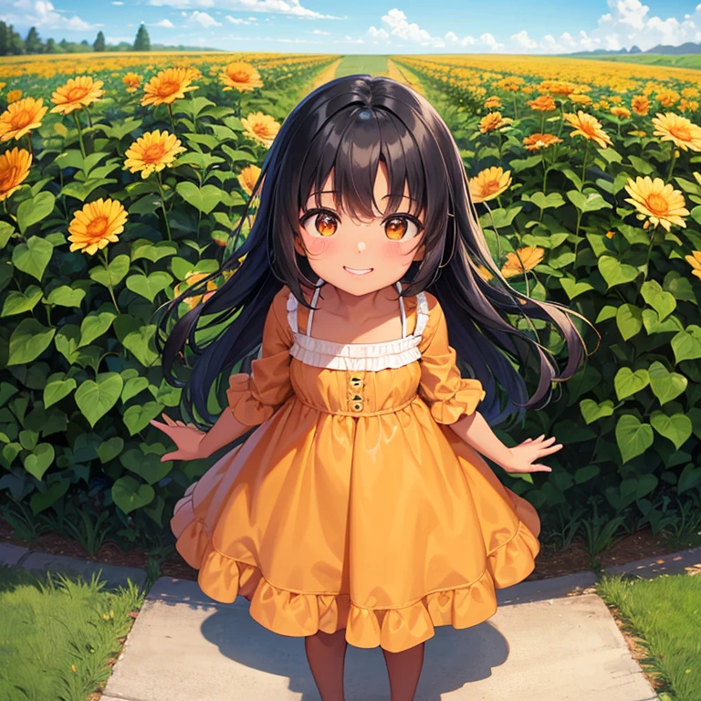 cartoon girl in a green dress and yellow shirt holding a flower, childrens art in artstation, cute detailed digital art, adorable digital painting, cute art style, cute detailed artwork, girl in flowers, cute digital art, girl in a flower field, full body portrait of a short!, girl dancing in a flower field, a beautiful artwork illustration --auto --s2