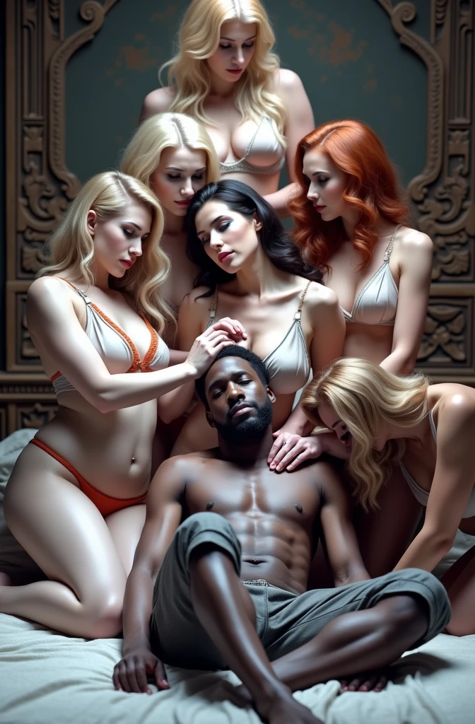 Magnificent detail, 8K Photos, hyper- realism, professional light, realistic background, visual depth, wide angle lens, all-body, (1 hot blonde woman, breast out pequenos, breast out visiveis, breast out, naturals, without bra, calcinha strappy), (A nerdy white man sitting watching), (1 black lover), exhibitionism, Voyeur, non-explicit sex, family member added, seduction, sensuous, luxuria, desire, fetish, swing couples