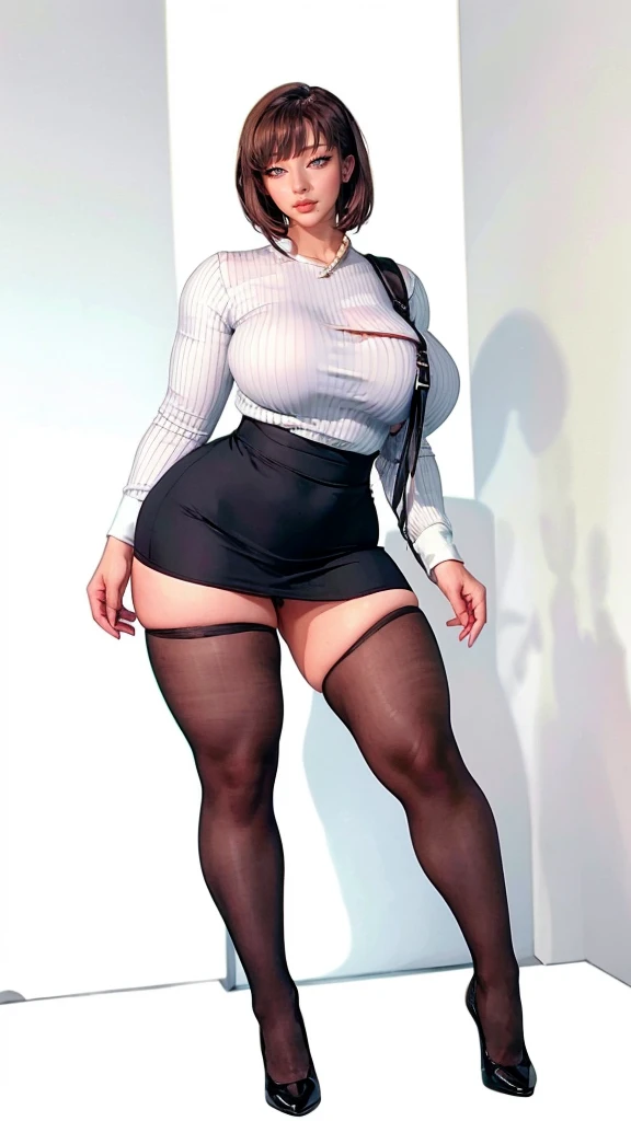A curvaceous, cute and skinny super large biggest thick ass realist secretary , dressed in a tight-fitting skirt that hugs her voluptuous large and thick hips and round huge thick ass behind. perky breasts, which are just barely contained within the constraints of her buttoned-up attire. pantyhose, big and thick and ass, large and thick hips