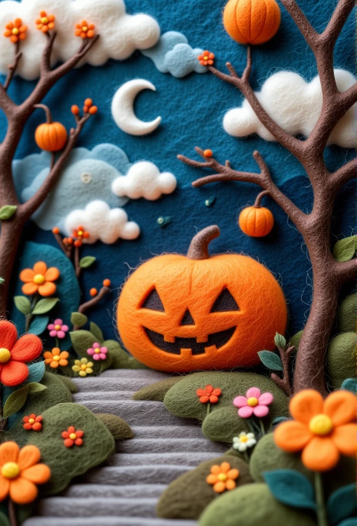 A delicate felt painting：Halloween
