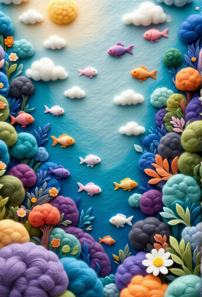 A delicate felt painting：Underwater World
