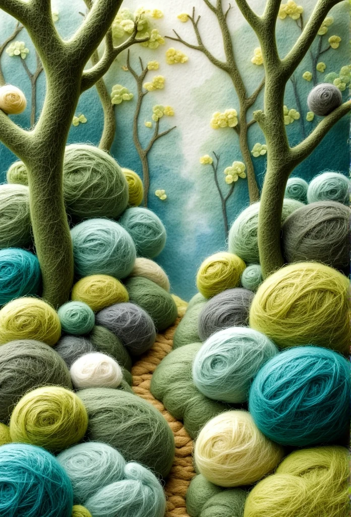 A delicate felt painting：Green Forest
