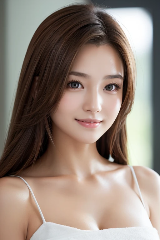 (front focus),(in the dark:1.6), japanese female, 18 years old, brown eyes, brown iris, soft and cremy skin, Hyperrealist portrait of female,fantasy art, photo realistic, dynamic lighting, artstation, poster, volumetric lighting, very detailed faces, breasts, best quality, 8k, award winning, 1girl, nude, nipple, long straight brown hair, smiling eyes