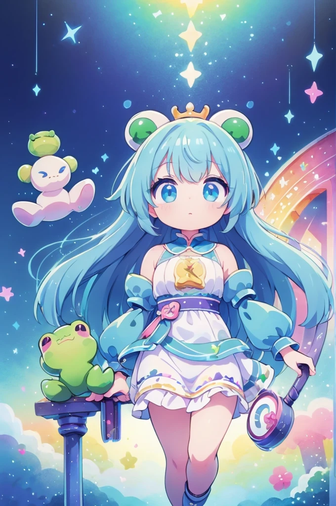 (masterpiece、Best Quality、super high quality、Beautiful and beautiful:1.2)、(Big cute robot frog and little cute robot frog party)、(theme:kind&手作りFantasy)、chorus、Loud voice、Fantasy、The background is rainbow-colored musical staves and notes、Plain、Warm atmosphere、Dreamlike composition、magical sky、Attention to detail、Details that enhance quality、break、想像を超えるmasterpiece、High resolution、Immersive angles、8k、wallpaper
