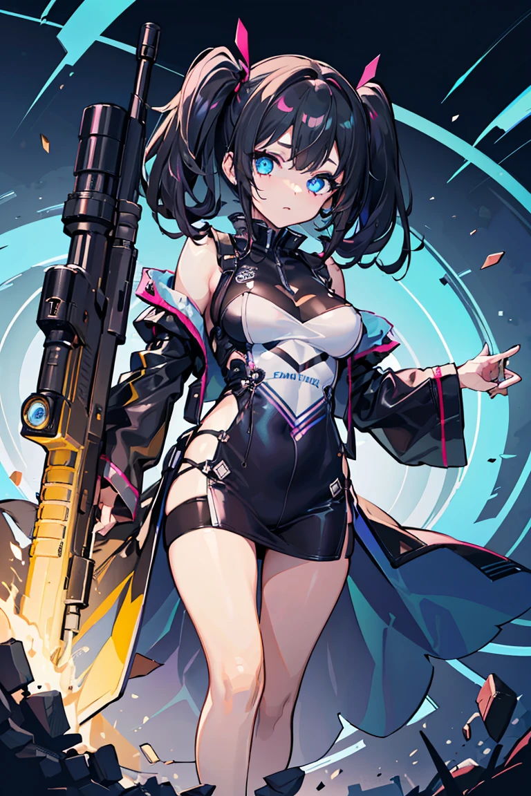 a girl，Magician，((Fashionable clothing))，((Staff))，((Cyberpunk style))，((magic circle))，bud，crystal，spark，Water Flow，((Multi-element))，wave，((Super detailed))，((Rendering))，best picture