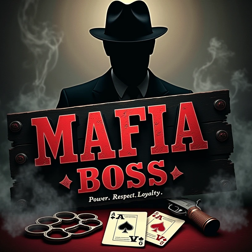Make a logo for a guild called Legendary Mafia, with a comical tone. A funny mobster, the art used on the character must be from anime. And the colors must match the character created.. It must be written in Portuguese.