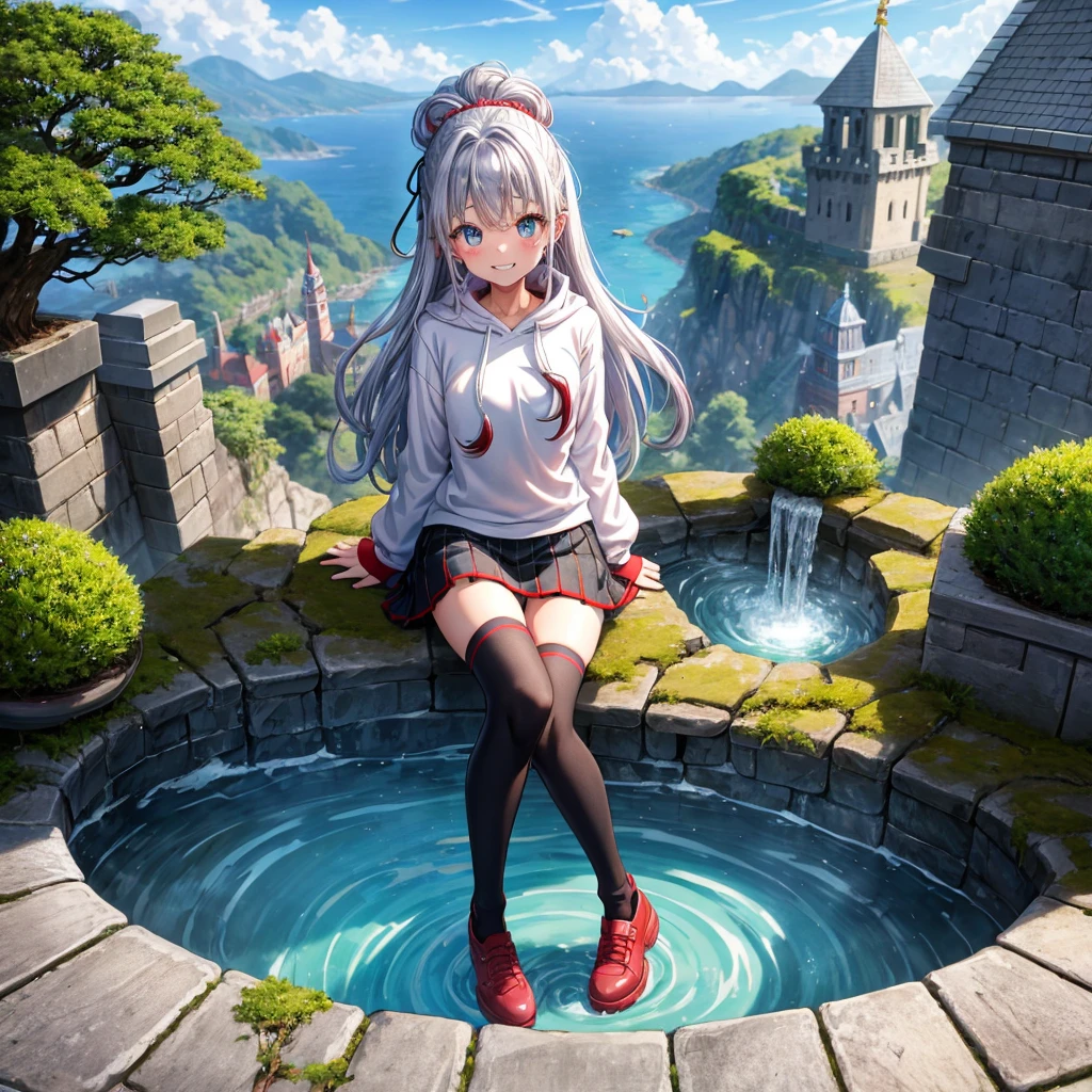 The best of Masterpiece, the best of landscapes, Improved quality, High quality, Good anatomy, Healthy body, Whole fingers, Normal digits, 16k quality image, Girl, beautiful girl, perfect body, full body, perfect girl, perfect skin, long or short messy hair or stright hair, white sleeveless shirt, handsocks, red mini skirt, black shoes, hairstyle, accessories,