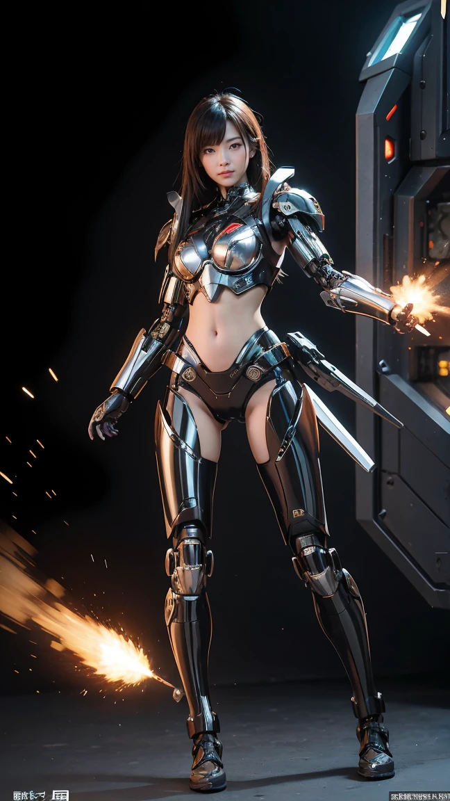 Textured skin, Super detailed, Attention to detail, High image quality, Best Quality, High resolution, 1080P, hard disk, beautiful,(cyborg),(Missiles fired from the chest),beautifulcyborgの女性,メカcyborgガール,BATTLE MODE,Girl with a mechanical body,彼女は武器を備えた戦闘cyborgメカを着用しています,Full Body Shot