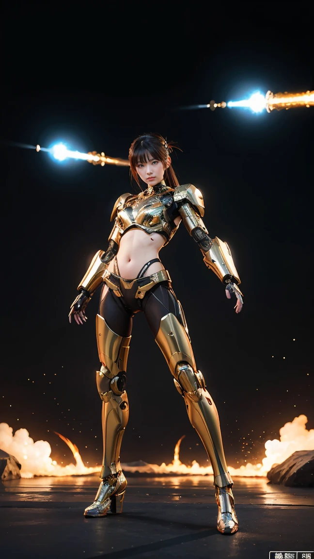 Textured skin, Super detailed, Attention to detail, High image quality, Best Quality, High resolution, 1080P, hard disk, beautiful,(cyborg),(Missiles fired from the chest),beautifulcyborgの女性,メカcyborgガール,BATTLE MODE,Girl with a mechanical body,彼女は武器を備えた戦闘cyborgメカを着用しています,Full Body Shot