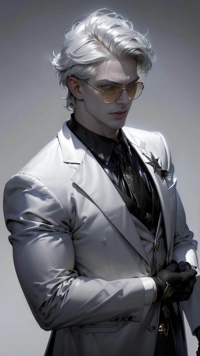 mafia boss, white background, muscular male, sharp suit, sunglasses, serious expression, cinematic lighting, sharp chiaroscuro, moody colors, high contrast, dramatic pose, (best quality, 4k, 8k, highres, masterpiece:1.2), ultra-detailed, (realistic, photorealistic, photo-realistic:1.37), studio lighting, professional, cinematic composition