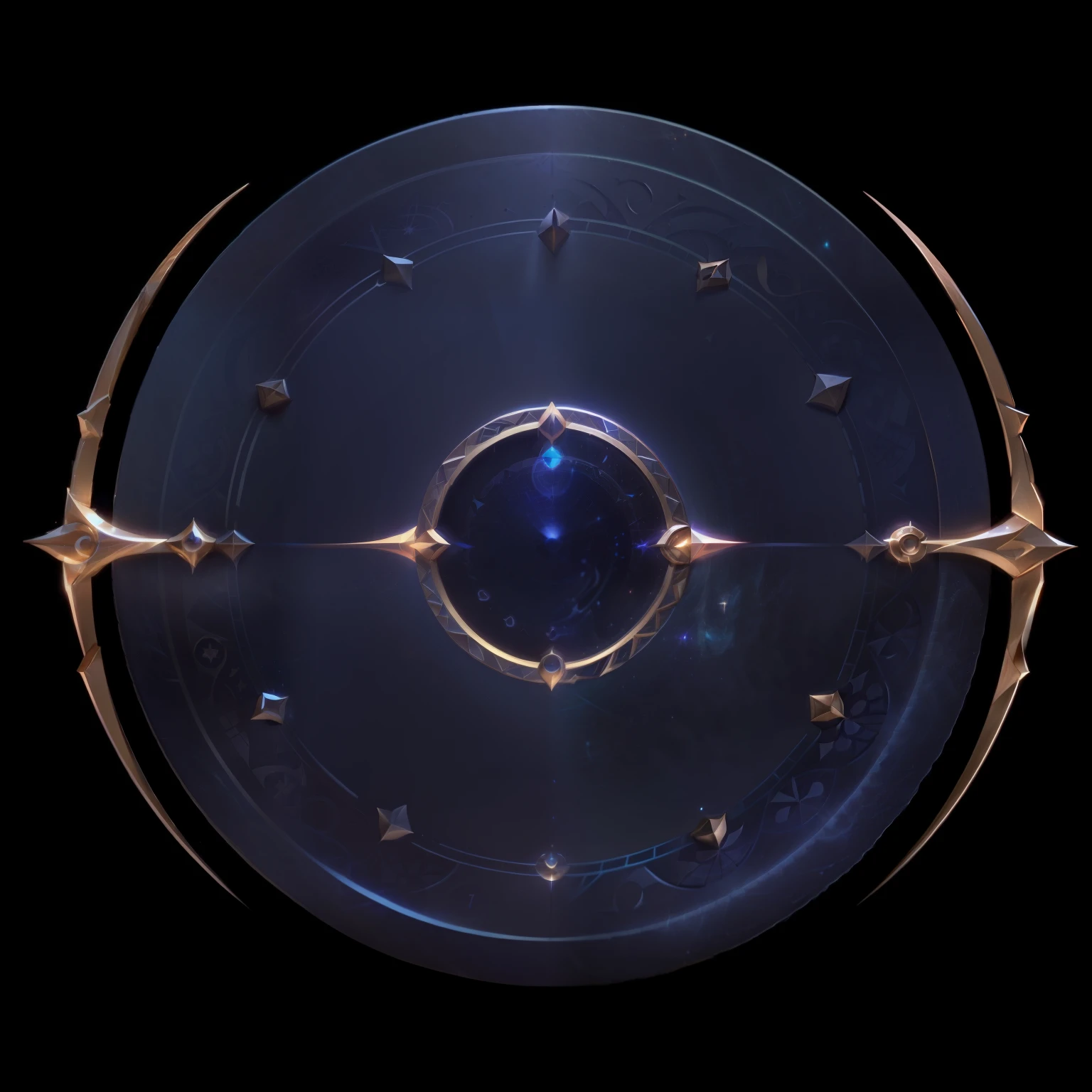 Close-up of a clock with a circular pattern，Game Avatar Framework，Astrolabe，Accessories，Circular background，Fantasy game spell symbols，Summoning Circle，Ray Tracing Blades，Game Asset Mystery，Symmetry Concept Art，Round design，(Exquisite texture:1.1)，Exquisite texture，League of Legends Inventory Items，Stylized game icons，League of Legends style，