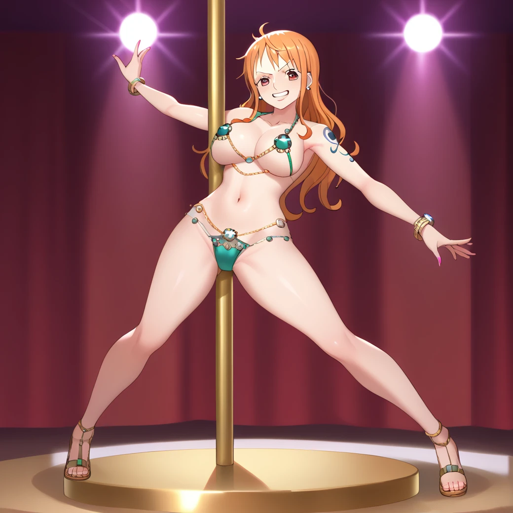 score_9,score_8_up,score_7_up, 1girl, nami, one piece pre-time skip, shiny skin, clothed female, wearing, nami, gyaru, full body, seductive, nami, bitch nami, desert, Miraj, harem clothes, belly dance, live show, public throwing coins, concert, stage, lighting, purple harem clothes, venus bikini, fortune bikini, jewelry, navel, venus bikini, luxurious, dancing, pole dancing, sensual dance, moving hips, shaking hips, thrusting air, touching bellybutton, dick in the bellybutton, navel play, belly, belly button focus, belly focus, the object inside bellybutton, bellybutton, bellybutton, belly button, touching belly, someone touching her belly, someone fucking her belly button, navel play, playing with navel, rubbing navel.
