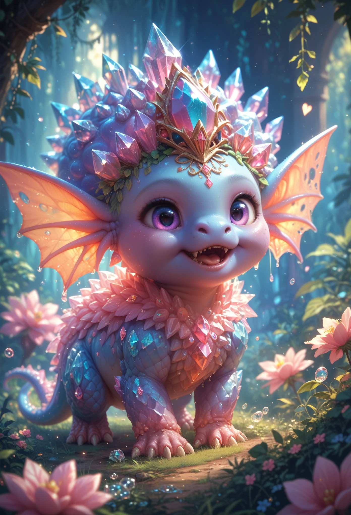 Cute Crystal Monster, detailed 8k great bright with great quality  