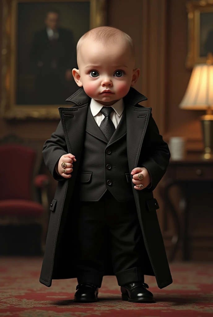 baby in Mafia boss costume