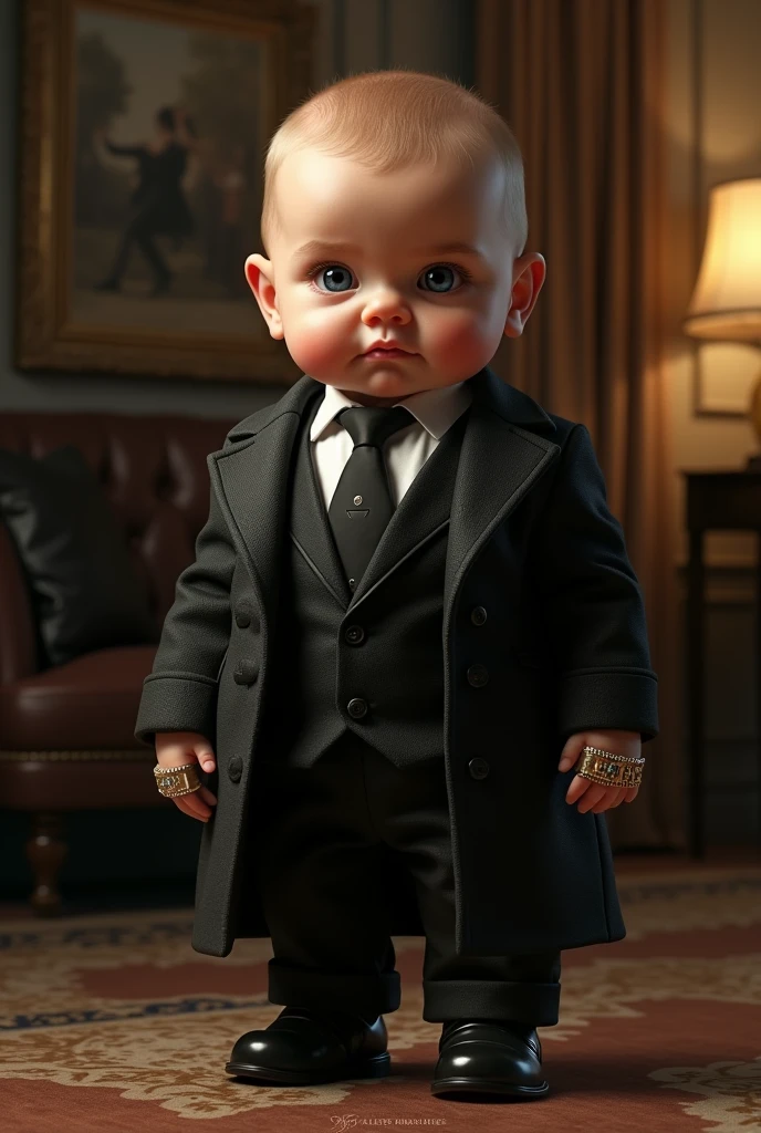 baby in Mafia boss costume