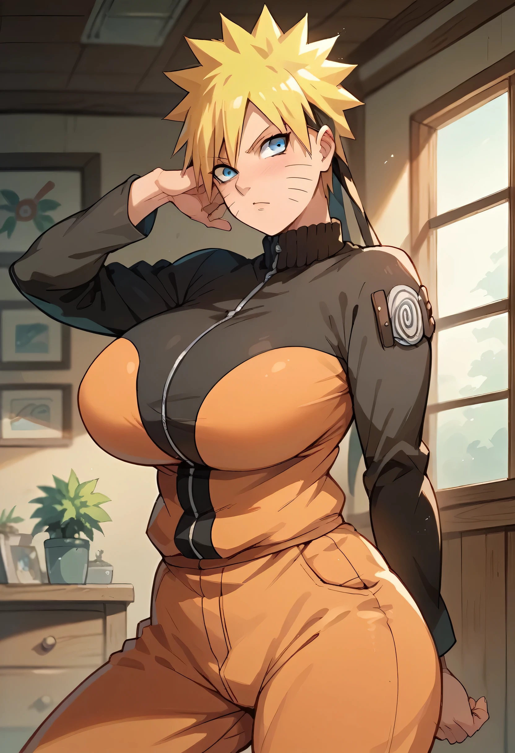 Naruto uzumaki, female ninja outfit, e Cup breast, earrings, Mesh, lace