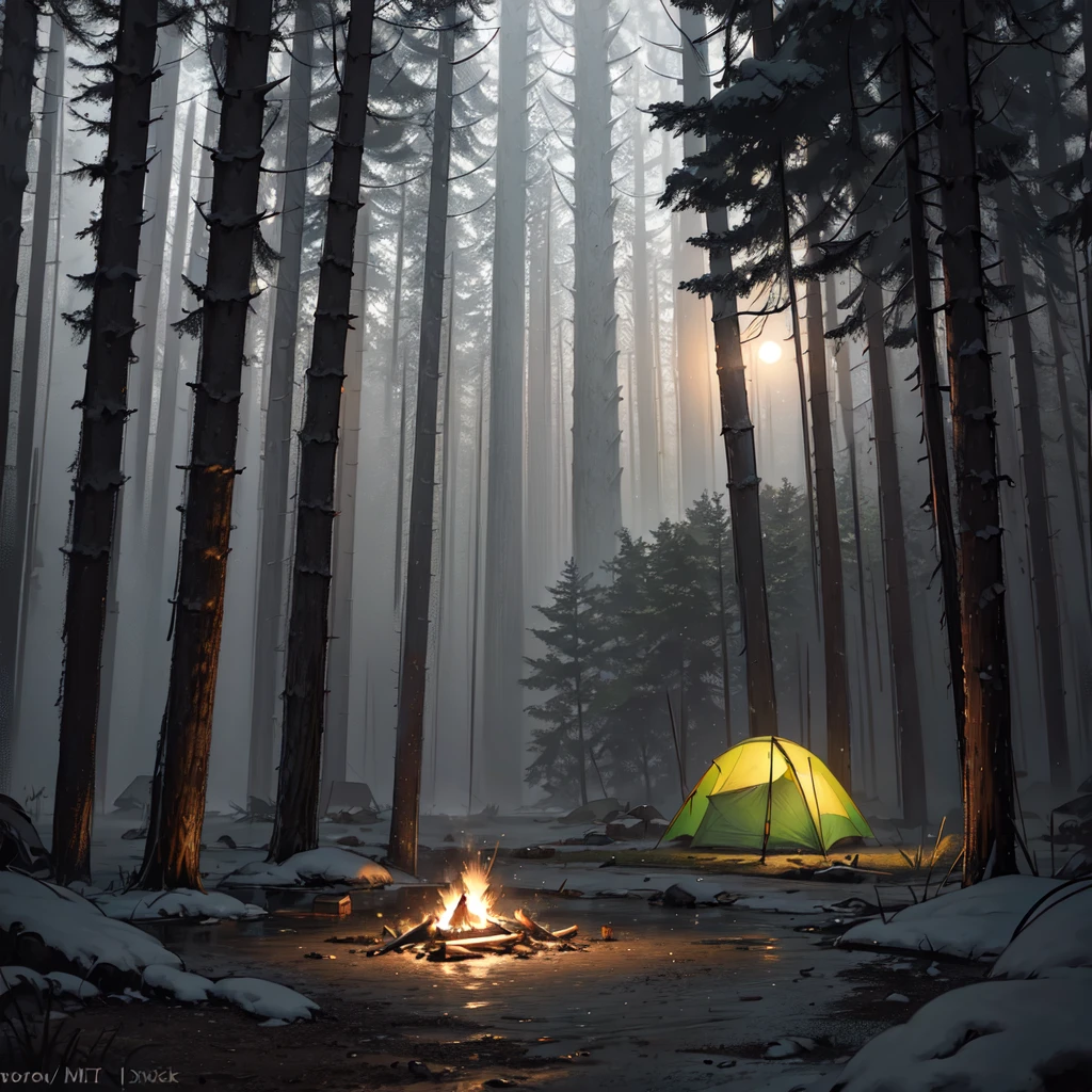 Heavy Rain Camp. Camping in the rain with no visibility ahead