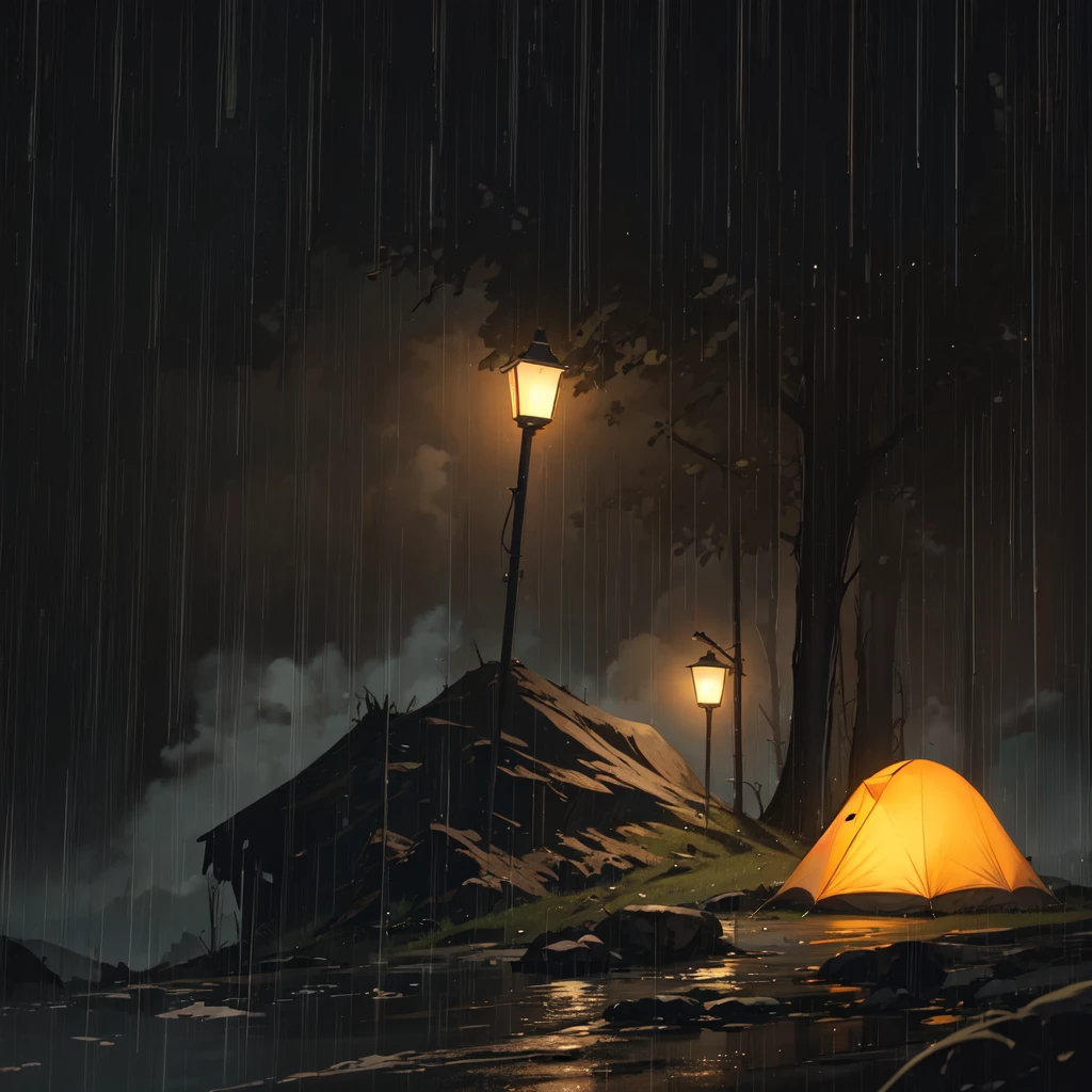 Heavy Rain Camp. Camping in the rain with no visibility ahead