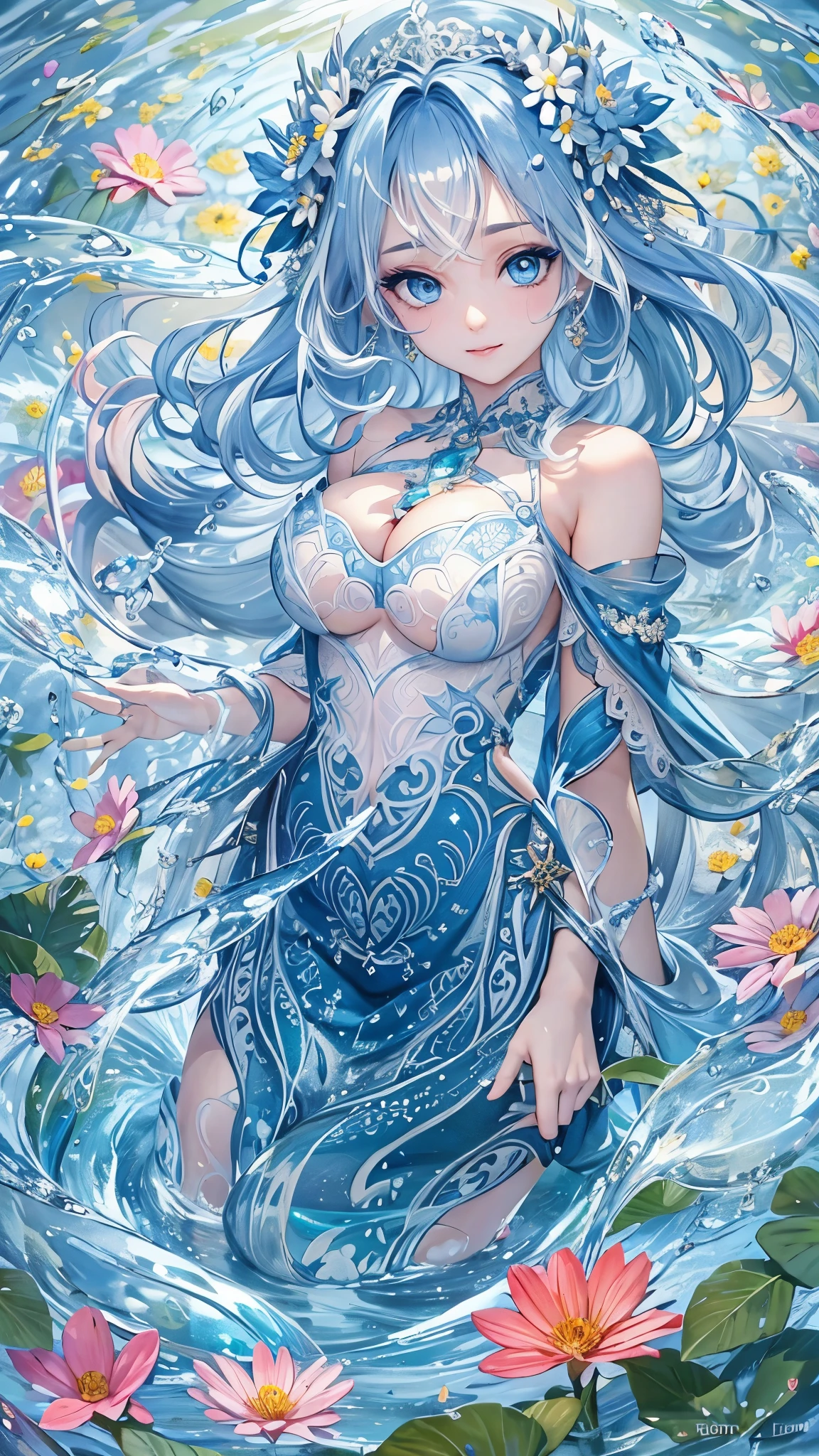 ((highest quality)), ((masterpiece)), (Get used to it), Perfect Face , Adult female , Ariel , Long and beautiful black hair , Beautiful purple eyes , in the beautiful sea ,