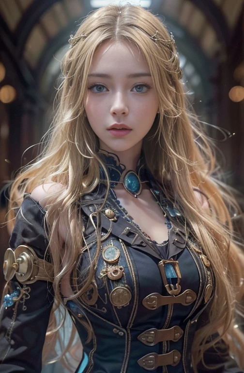 IU1, Serious expression, Model shooting style, (Highly detailed CG Unity 8k wallpaper), Full body photos of the most beautiful works of art in the world, (Medieval Armor:1.1), Professional, majestic oil painting by Ed Blinky, Atey Gailan, Studio Ghibli, Jeremy Mann, Greg Manchess, Antonio Moro, Trending on Art Station, CGSociety Trends, complicated, High detail, Sharp focus, dramatic, Photorealistic paintings by Midjourney and Greg Rutkowski, Beautify your face, Long Blonde Hair, Big firm Breasts, hard nipples, Sexy, Sharp Eyes, Break, dynamic sexy poses, sweat, cleavage is exposed, Add light purple and purple, Add Light Red, Intricate details, Splash screen,