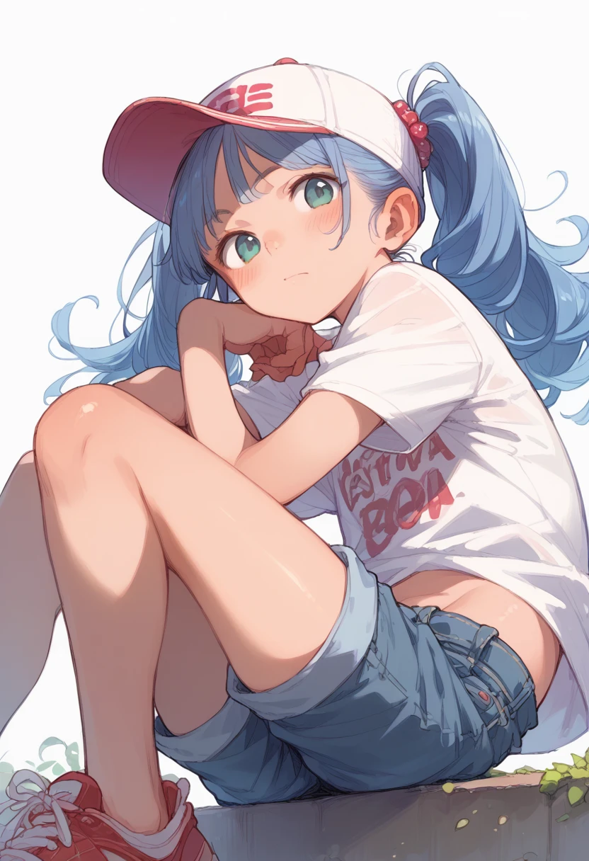 high teen、Twin tails、American atmosphere、Pop Culture、colorful、Baseball cap、Denim shorts