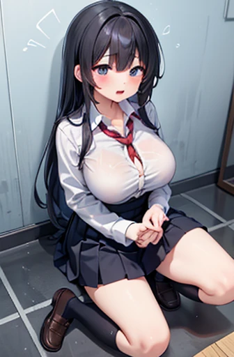 a beauty girl、Tight suit（red and white）、A dark-haired、floating nipper light、Black stockings、shame、crotch gets wet、Obscene lines、Damage、Costume damage、Pinch、Wheezing、highly detailed, extremely detailed CG unity 8k wallpaper, illustration, highres, absurdres, highly detail, 8K, 1girl sit on the chair in the train, in skirt, open legs, show panties, nsfw, drop、A dark-haired、poneyTail、Officelady、Sheer underwear、perspiring、My skin is wet and water is dripping、The color of the bra is see-through、Pants dig into the crotch、tight skirts、tucking up the skirt、Sexy lingerie、Gutter Belt、garter stocking、Rimless glasses、adult lady、White shirt、red bra、Red pants、