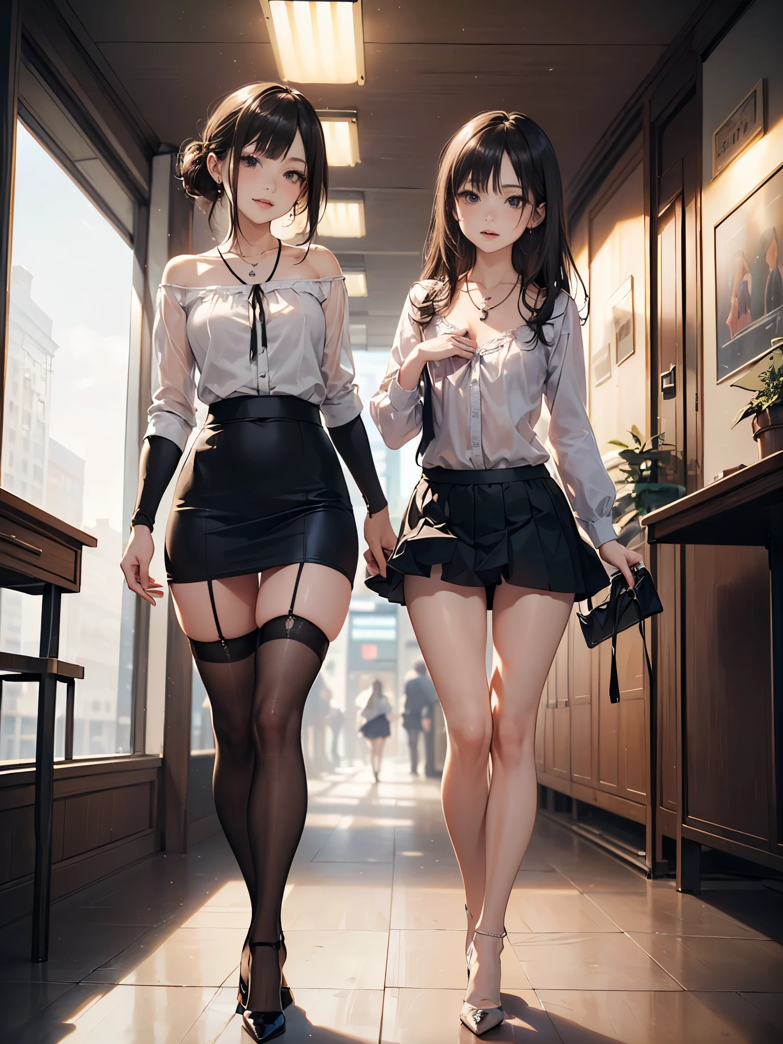 ((In underwearの女性はセクシーにOffice corridorを歩いている:1.4), Beautiful Anime Women, Beautiful art style, Anime characters, ((Smooth texture, Realistic texture, Anime CG Style)), ((Highest quality)), (Very detailed), (Very detailed CG 統合 8k 壁紙), Very detailed, High-resolution RAW color photos, Professional photography, Brown Hair, Stylish hairstyle, Great face and eyes, Beautiful and large breasts, Slender body, (Stunningly beautiful woman), (Detailed face:1.2),(Office corridor, Many business people walking down the corridor, There is a window in the hallway:1.3), ((Bow tie around neck, Black high heels:1.3), (Sexy and cute light blue underwear:1.3), (Stylish shiny light blue satin panties, Side-tie panties, The panties are plain light blue in the center with lace decoration on the sides.:1.3), (Thin panties:1.3), (Light blue micro lace satin bra, Light blue bra with lace trim, Thin bra:1.3), (garter belt, Black knee socks:1.3):1.3), naked, In underwear, In underwearのオフィスレディ, Exact number of arms, Exact number of legs, Perfect Anatomy, (Embarrassed expression, Surprised expression), Angle from the front, (Employee ID card worn around the neck:1.3), Exact finger count、Exact number of legs、(Exact number of arms:1.0, Exact number of hands:1.0), (Perfect hands, Perfect Anatomy)