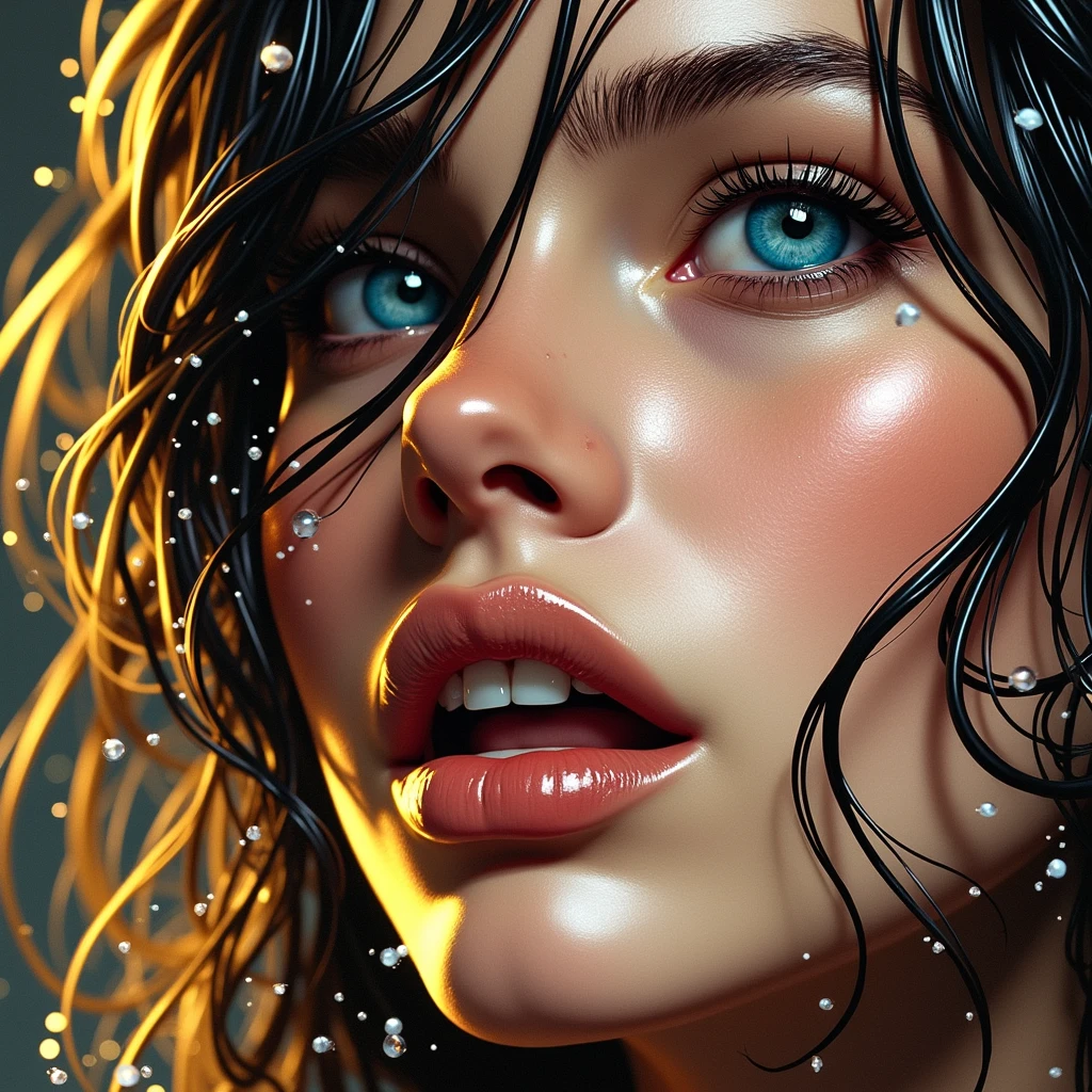 digital black yellow photo realistic portrait face art 64k - SeaArt AI