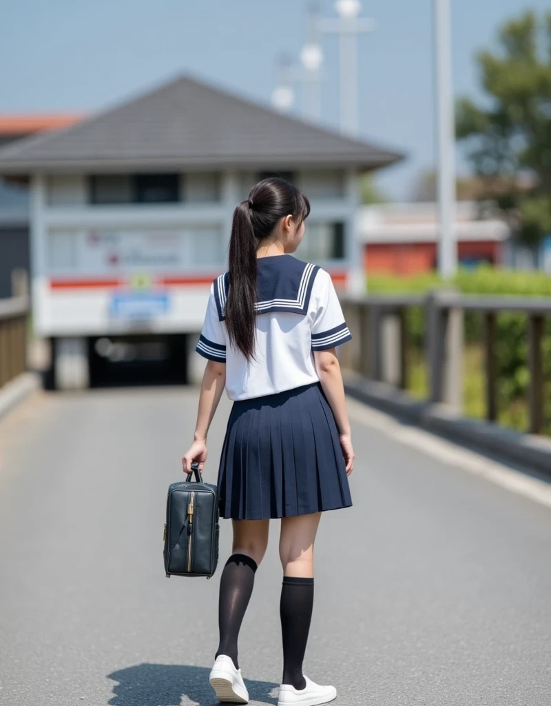 sailor uniform
6+girls
bag
black hair
black legwear
black skirt
brown hair
depth of field
faceless
facing away
from behind
ground vehicle
kneehighs
loafers
long hair
multiple girls
photo background
pleated skirt
ponytail
ribbed legwear
road
sailor collar
school bag
school uniform
serafuku
shoes
short hair
short sleeves
skirt
socks
standing
street
twintails
white footwear
white legwear