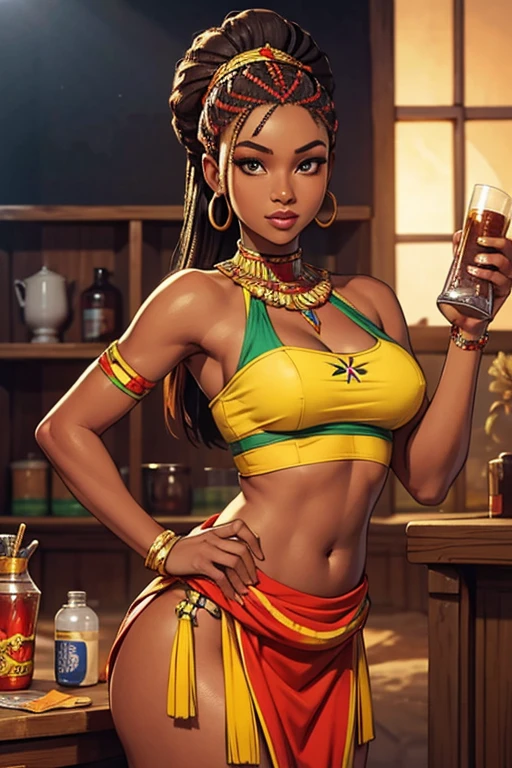 (PrincessCoffee girl) ,gold eyes ,(dilated pupils), (Whipped) surrounded by warm and seductive coffee steam. She has luminous(( light dark skin ))and a tantalizing camel-t , she embodies the perfect mix of seduction and power in the coffee world ,
